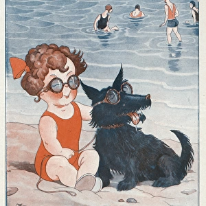 Child and dog lifeguard