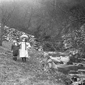 Two children at Berry-me-wick, typical Edwardian clothing