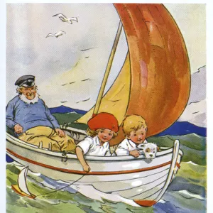 Children in a sailing boat