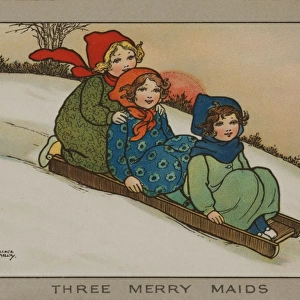 Children sledging down a hill by Florence Hardy