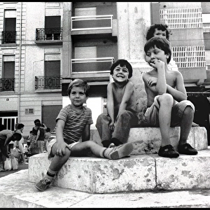 Children on steps, Valencia, Spain