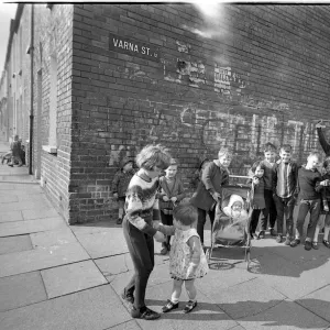 Children in Varna Street, Belfast, Northern Ireland