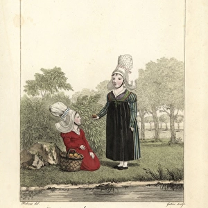 Childrens costumes from the environs of Rouen, 1827
