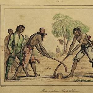 Chile. Cineca game. French engraving. Color