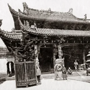 Chinese temple, Shanghai, China circa 1890