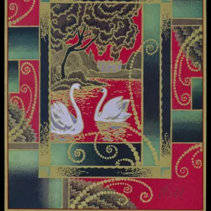 Chocolate box design, two white swans