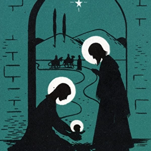 Christmas card, Green Nativity