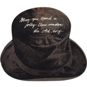Christmas card in the shape of a battered top hat Christmas card in the shape of a battered top hat
