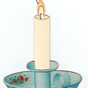 Christmas card in the shape of a candle and holder