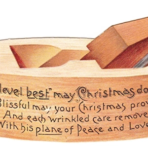 Christmas card in the shape of a carpenters plane