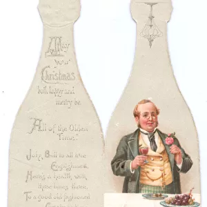 Christmas card in the shape of a champagne bottle