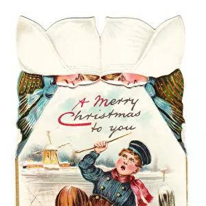 Christmas card in the shape of a Dutch girl