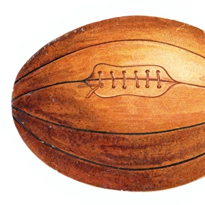 Christmas card in the shape of a rugby ball