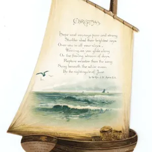 Christmas card in the shape of a sailing boat Christmas card in the shape of a sailing boat