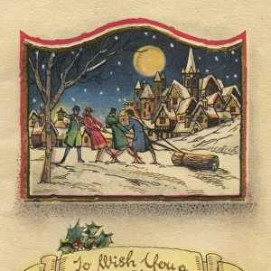 Christmas card, Yule log