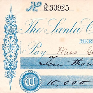 Christmas cheque from the Santa Claus Banking Co