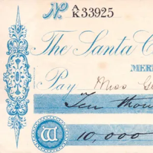 Christmas cheque from the Santa Claus Banking Co