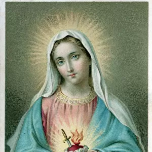Chromolithograph Devotional Card - The Virgin Mary