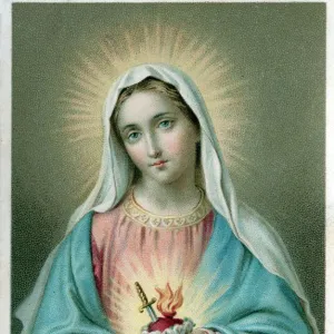 Chromolithograph Devotional Card - The Virgin Mary