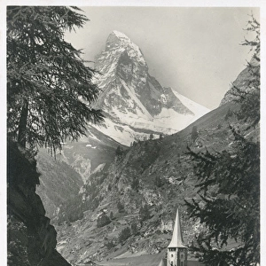 Church at Zermatt with Church and the Matterhorn