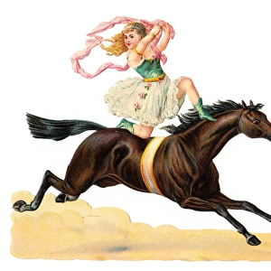 Circus performer on horse on a Victorian scrap