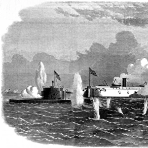 The civil war in America. Confederate ships in battle
