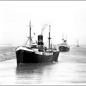 Clan Mackenzie steamship on the Suez Canal, Egypt