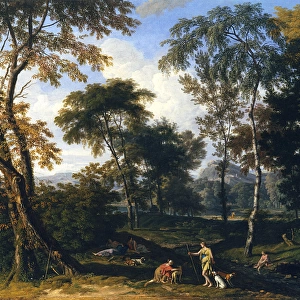 Classical wooded landscape, by Glauber
