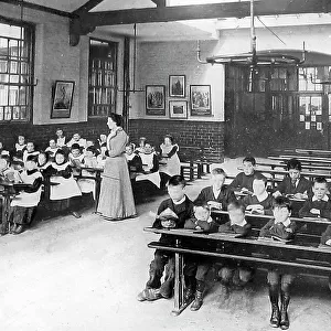 Classroom in school Victorian period