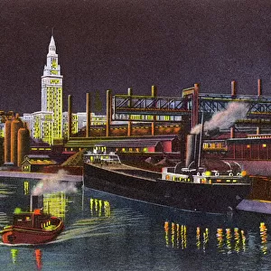 Cleveland, Ohio, USA - Ore Boat unloading - Steel Mills