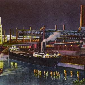 Cleveland, Ohio, USA - Ore Boat unloading - Steel Mills