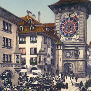 Clock striking midday, Berne, Switzerland