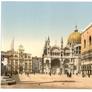 Clock tower, St. Marks, and Doges Palace, Piazzetta di San