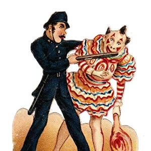 Clown and policeman on a Victorian scrap