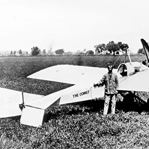 Clyde Cessna with his monoplane The Comet