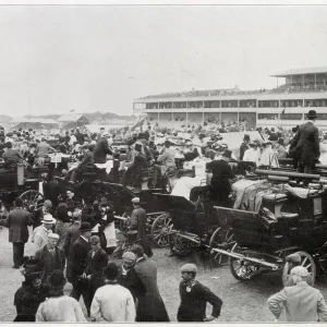 On the coaches, luncheon time. Date: June 1901 On the coaches, luncheon time. Date: June 1901