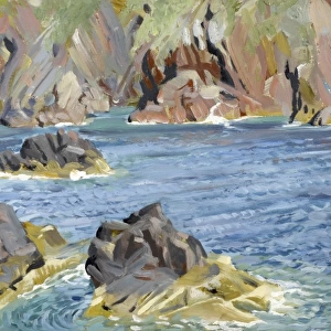 Coastal landscape with cliffs and rocks