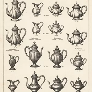 Coffee pot, cream jug, tea pot, sugar basin, etc