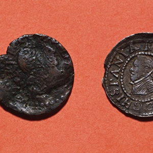 Coins. Seisavo, left and Ardite, right. 16th-17th centuries