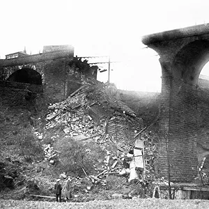 Collapsed railway viaduct in Penistone, February 2nd 1916