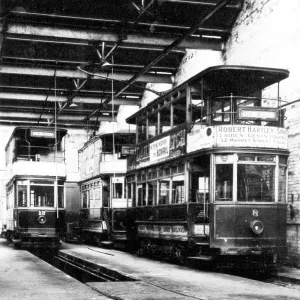 Colne Corporation tram depot, early 1900s