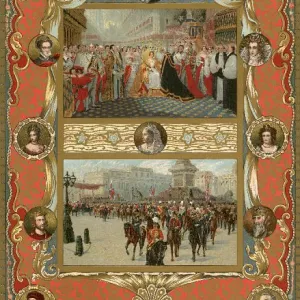 Colour plate showing the coronation of Queen Victoria