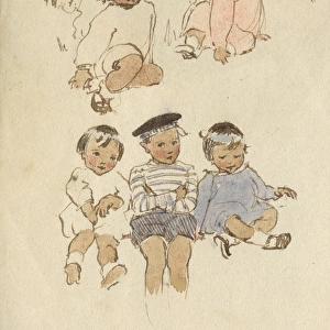 Colour sketches of children by Muriel Dawson