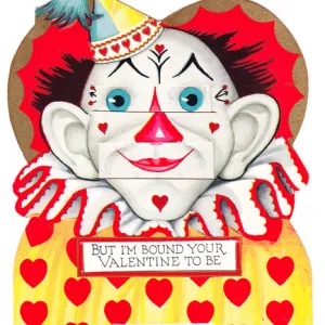 Colourful clown on a Valentine card