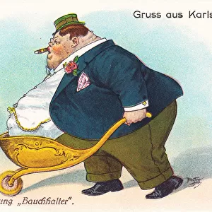 Comic German postcard -- health spa new invention