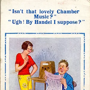 Comic postcard, Chamber music on the radio