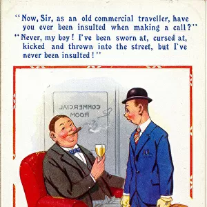 Comic postcard, Two commercial travellers Date: 20th century