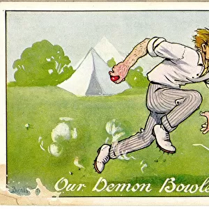 Comic postcard, Our Demon Bowler Date: 20th century
