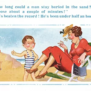 Comic postcard, Little boy at the seaside