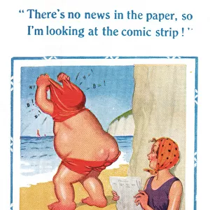 Comic postcard, looking at the comic strip Date: 20th century